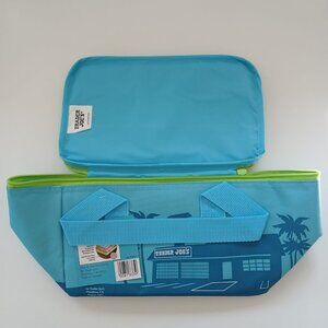 Trader Joe's Mini Insulated Tote Blue Green Reusable Small Cooler Bag
